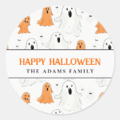 Fun Cartoonish Ghosts Personalisiert Happy Hallowe Runder Aufkleber (Vorderseite)