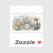 Fun Cat Band Music Piano Drums Keyboard Aufkleber (Blatt)