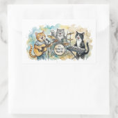 Fun Cat Band Music Piano Drums Keyboard Rechteckiger Aufkleber (Tasche)