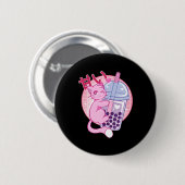 Fun Cat Boba Tea Bubble Tee Anime Kawaii Gift Girl Button (Vorne & Hinten)