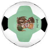 Fun Cat Couple Sharing Rats in Basket Mint Green Fußball (Gedreht)