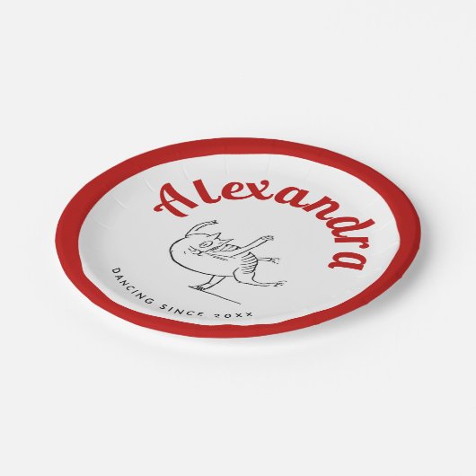 Fun Cat Dance Red and White Ballerina Edward Lear Pappteller (Schrägansicht)