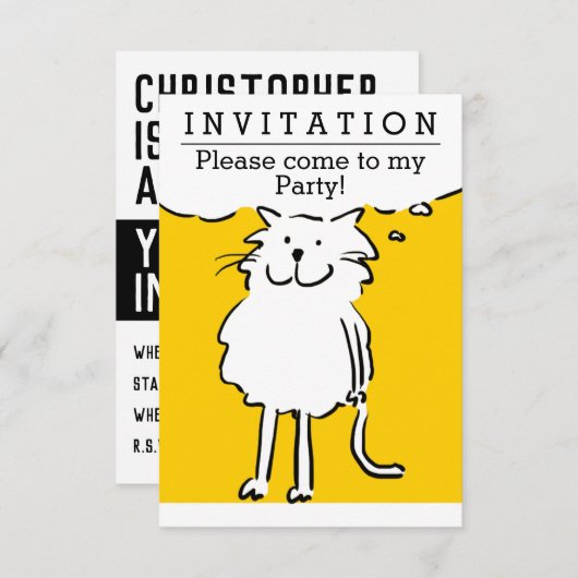 Fun Cat Design Party Einladung (Vorne/Hinten)