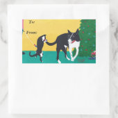 Fun Cat Hund spielen Weihnachtsbaum bis vom Sticke Rechteckiger Aufkleber (Tasche)