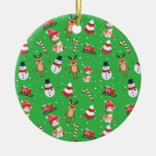 Fun Cat Kitty Santa animal Snowman Sled Xmas tree Keramik Ornament