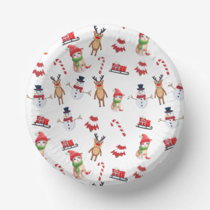 Fun Cat Kitty Santa animal Snowman Sled Xmas tree Pappteller