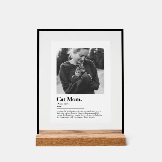 Fun Cat Mama Funny Dictionary Definition mit Foto Acrylschild (Vorderseite)