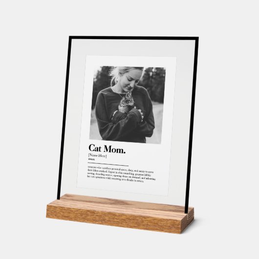 Fun Cat Mama Funny Dictionary Definition mit Foto Acrylschild (Winkel)