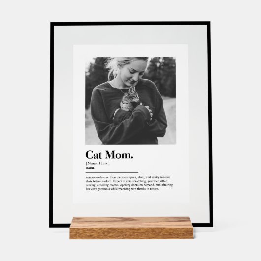 Fun Cat Mama Funny Dictionary Definition mit Foto Acrylschild (Vorderseite)