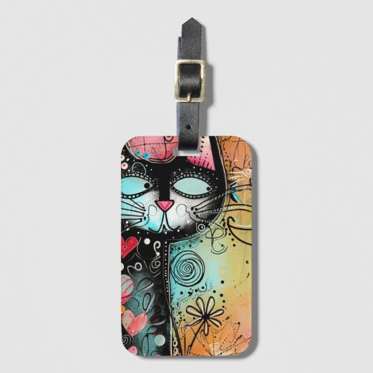 Fun Cat Moderner Stil Gepäckanhänger (Vorderseite Vertikal)