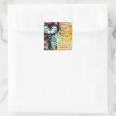 Fun Cat Moderner Stil Quadratischer Aufkleber (Tasche)