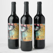 Fun Cat Moderner Stil Weinetikett (Flaschen)