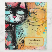 Fun Cat Moderner Stil Weinetikett (Einzelnes Label)