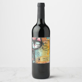 Fun Cat Moderner Stil Weinetikett