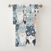 Fun Cat Pattern Badhandtuch Set (Insitu)