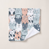 Fun Cat Pattern Badhandtuch Set (Waschlappen)