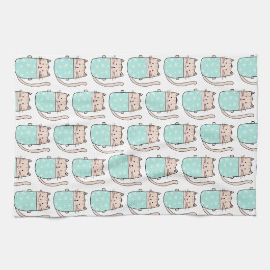 Fun Cat Pattern Geschirrtuch (Horizontal)