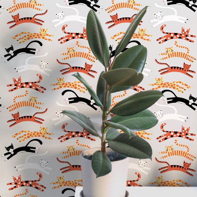 Fun Cat Pattern Tapete (Fun kitty cat patterned wallpaper)
