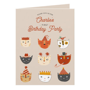 Fun Cat Personalisiert 1. Geburtstagsfeier Party E Einladung
