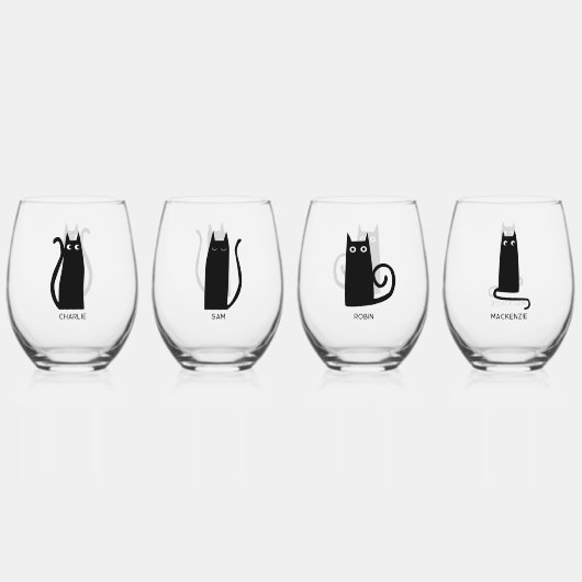 Fun Cat Personalisiert einzigartig Weinglas Ohne Stiel (Vorderseite)