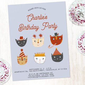 Fun Cat Personalisiert Geburtstagsparty Einladung Postkarte