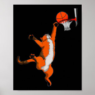 Fun Cat Playing Basketball Sport Katze Basketball  Poster