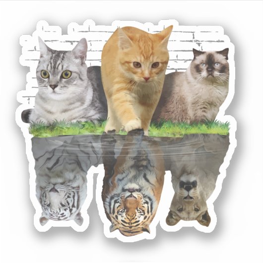 Fun Cat Reflection Geschenkidee Aufkleber (Vorderseite)