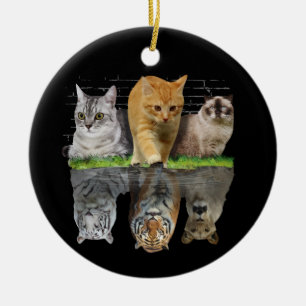 Fun Cat Reflection Geschenkidee Keramik Ornament