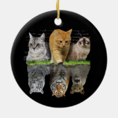 Fun Cat Reflection Geschenkidee Keramik Ornament (Hinten)