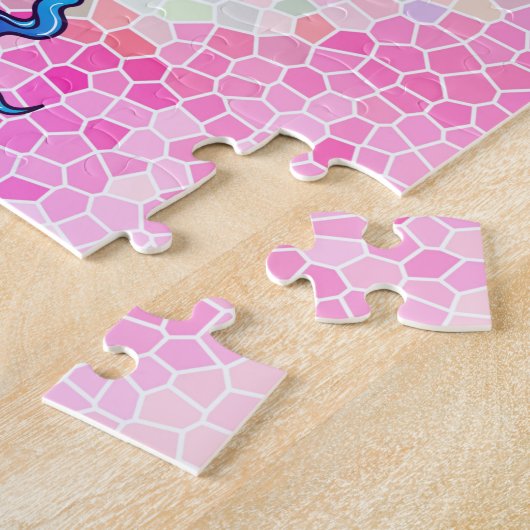 Fun Cat Reiten eines Einhorns auf einem Regenbogen Puzzle (Seite)