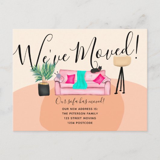 Fun Cat Sofa Illustration bewegende Ankündigung (Vorderseite)