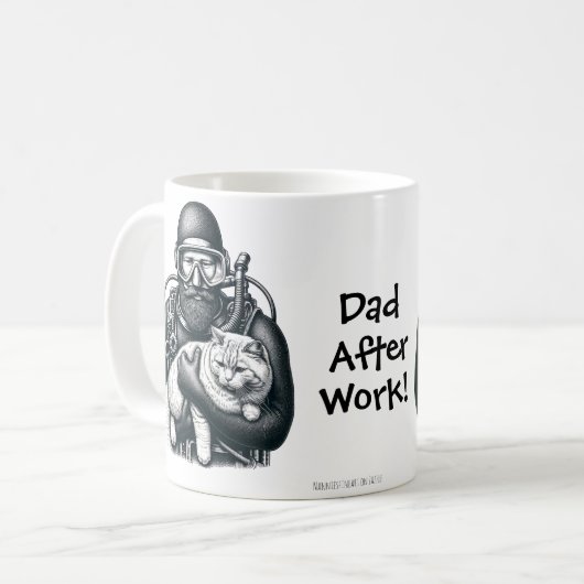 Fun Cat Vater Scuba Diver Personalisieren Kaffeetasse (Vorderseite Links)
