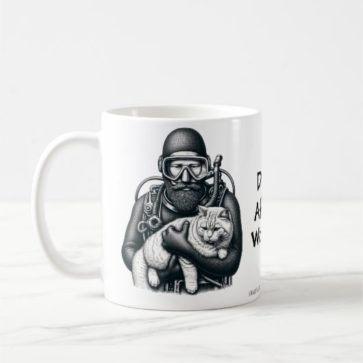 Fun Cat Vater Scuba Diver Personalisieren Kaffeetasse (Links)