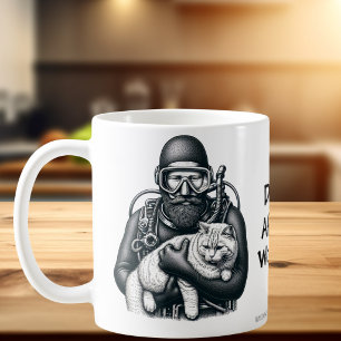 Fun Cat Vater Scuba Diver Personalisieren Kaffeetasse