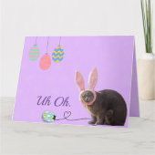 Fun Cat with Bunny Oars Custom Oaster Card Karte (Vorderseite)
