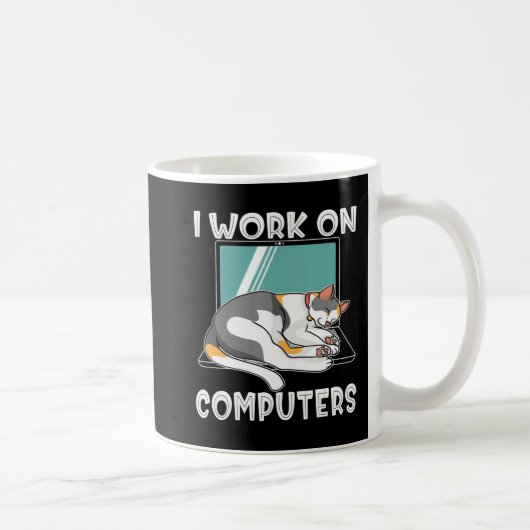 Fun Cats and Computers Halloween Kitty for pet lov Kaffeetasse (Rechts)