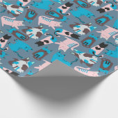 Fun Cats auf blau Geschenkpapier (Ecke)