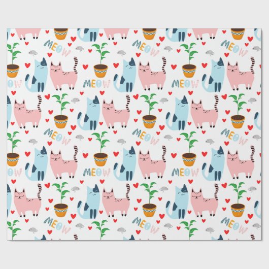 Fun Cats und Mäuse Geschenkpapier (Flach)