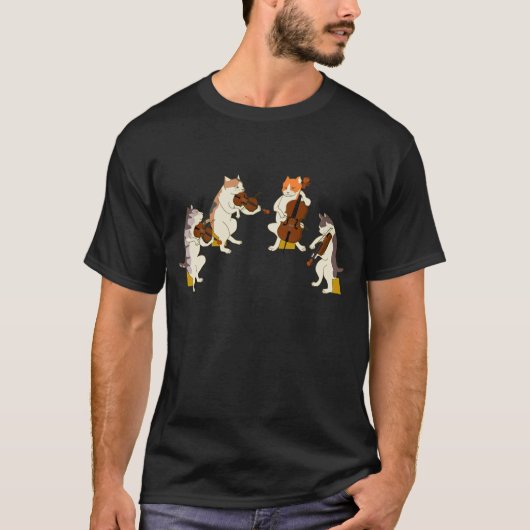 Fun Cats Violine Cello Cat Lover T-Shirt (Vorderseite)