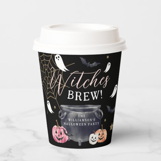 Fun Cauldron Hexen Brew Halloween-Party Black Pappbecher (Vorderseite)