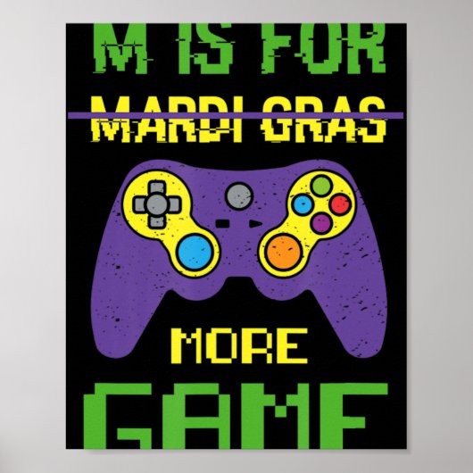 Fun Celebrate Mardi Gras Video Game Controller Gam Poster (Vorne)