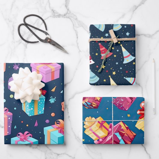 Fun Celebration Geburtstag Thema Geschenkpapier Set (Vorderseite)