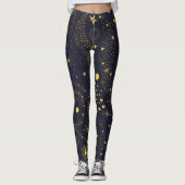 Fun Celestial Doodles Galaxy Muster Schwarz Leggings (Vorderseite)
