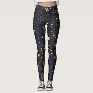 Fun Celestial Doodles Galaxy Muster Schwarz Leggings