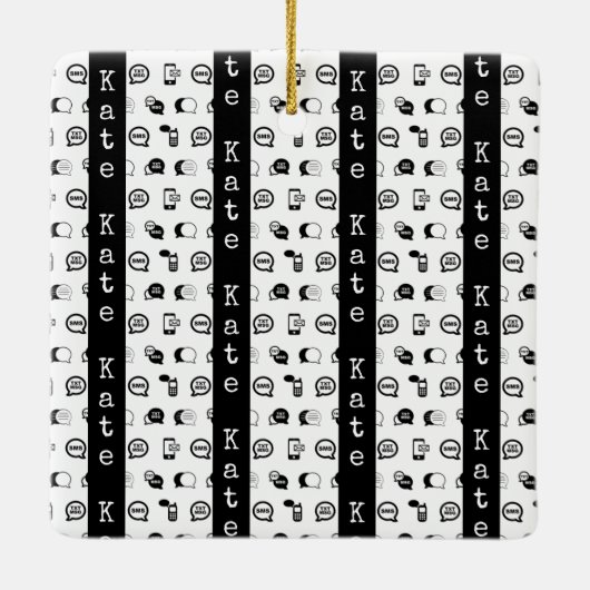 Fun Cell Phone Text Messaging-Muster INDIVIDUELLE Keramikornament (Rückseite)