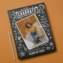 Fun Chalkboard Doodle Foto Abschluss Ankündigung