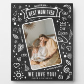 Fun Chalkboard Doodle Foto Beste Mutter je Fotoplatte (Vorderseite)
