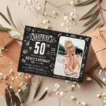 Fun Chalkboard Doodle Foto Überraschung 50. Geburt Einladung<br><div class="desc">Entdecken Sie den Spaß mit unserer modernen und funky 'Shhh... It's a Überraschung' 50. Geburtstagsfeier Einladung! Mit einer Touch Nostalgie auf einem rustikalen Chalkboard-Design,  können Sie es mit einem persönlichen Foto und Party Details anpassen. Erschaffen Sie einen Sofortauftakt für Ihre Überraschungsfeier!</div>