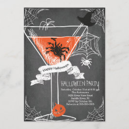 Fun Chalkboard Spooky Halloween Cocktail Party Einladung
