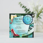 Fun Champagne Dance Silvester Einladung (Stehend Vorderseite)